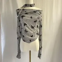 A0027【2点購入50%オフ！】 オフショルダートップス リボン付き