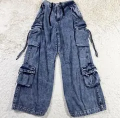 jeunife ダメージ加工 ワイドレッグデニムパンツ - メルカリ