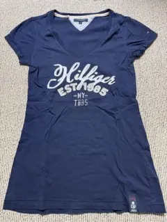 Hilfiger ネイビー Vネック Tシャツ