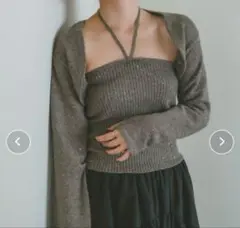 VANNIE U ラメスパンコールボレロアンサンブルニット