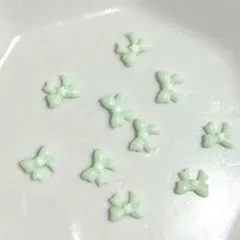 極小　ミントグリーン　星付　リボン　ネイルパーツ