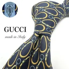 【美品】GUCCI ネクタイ 高級品 希少 チェーン 小紋 ゴールド リッチ