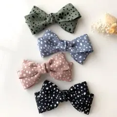 【オーダーメイド品】選べるカラー形ランダムドットリボン(ゴム、バレッタ、フック