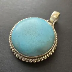 【silver925 大きめ ターコイズ】ネックレス トップ