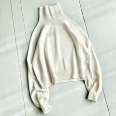 【美品】アダムエロペ クロップド タートルネック プルオーバー ホワイト