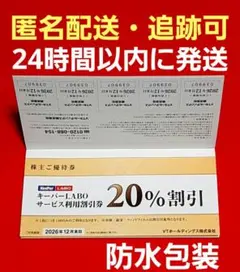 VTホールディングス 株主優待券 1冊 キーパーラボ20%割引券⭐️　V⑤