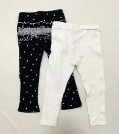 petit main キッズレギンス　2点セット 黒ハート 白