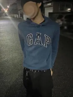 oldGAP 短丈 青 パーカー Sサイズ