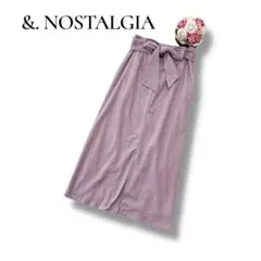 &. NOSTALGIA ロングタイトスカート　ピンク系　リボン　起毛　Mサイズのサムネイル