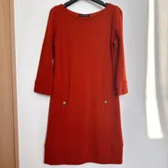 green label relaxing＊七分袖ワンピース レッド系