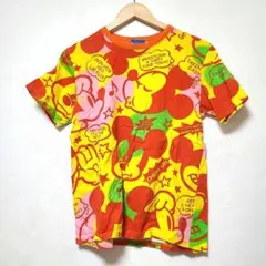東京ディズニーリゾート　Tシャツ　ミッキーマウス　総柄　イエロー