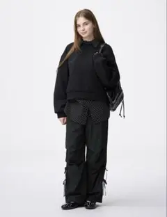 GU テックプルオンパンツ S ブラック