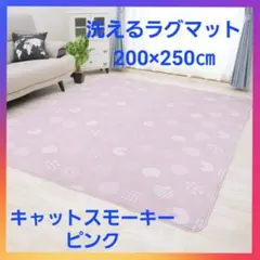 洗えるラグマット　ホットカーペット対応　Lサイズ　キャットスモーキーピンク❗