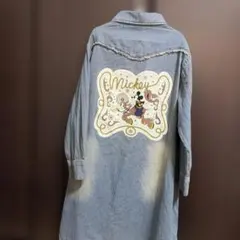 ミッキー デニムシャツワンピース