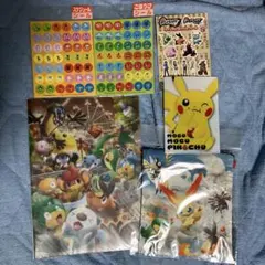 ポケモンセンター クリアファイル 巾着 シール 6点セット ブラックホワイト