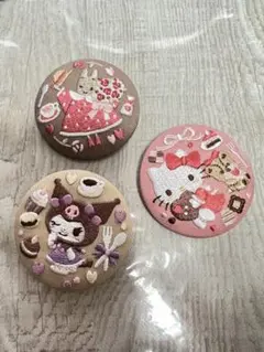 キャラクター刺繍缶バッジ3個セット