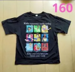 160サイズ ディズニープリンセス Tシャツ ブラック 黒 しまむら 半袖