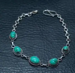 【高級】天然ターコイズ シルバー ブレスレット インディアンジュエリー