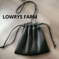 LOWRYS FARM プリーツ 巾着 ショルダーバッグ ブラック