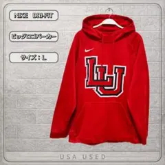 NIKE ナイキ DRI-FIT プルオーバーパーカー レッド L ビッグロゴ