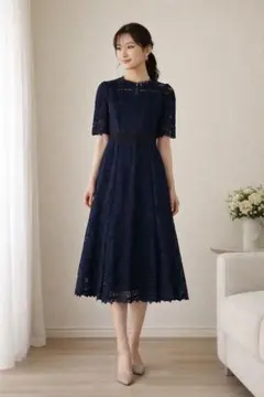 CELFORD セルフォード 総レースワンピース ネイビー 上品　マーメイド