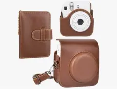 instax mini12 ブラウン レザー風 カメラケース