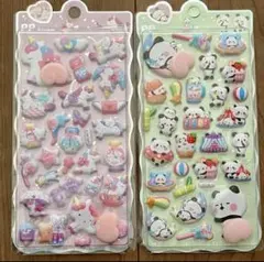 おしりシール　2枚セット　ぷっくりシール　手帳デコ　パンダシール　ユニコーン