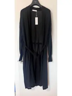 【新品】ブラック ロングカーディガン ウエストリボン付き