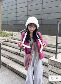 TINA:JOJUN レイヤード風 バイカラーニットカーディガン