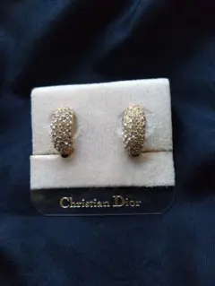 Dior クリスチャンディオール ラインストーン ゴールド イヤリングのサムネイル