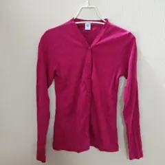 1点物✨PETIT BATEAU【M】ピンク 長袖カーディガン 薄手 鮮やか