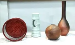 信楽焼（しがらきやき）花器　生け花器　一輪挿しその他セット♪