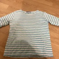 水色と白のストライプ 長袖カットソー 140cm