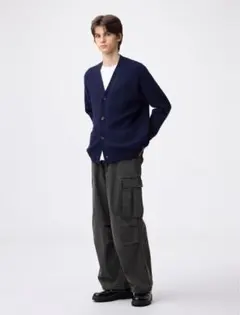 【GU完売品】デニムスーパーワイドカーゴパンツ ブラック