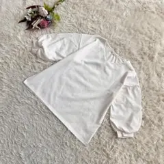 『pink adobe』Vネックパフスリーブシャツ　七分袖カットソー　ブラウス