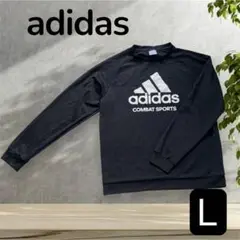 adidas アディダス トレーナー Lサイズ ブラック、白ロゴ入り