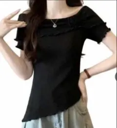 トップス サマーセーター ニット 半袖 ブラック サマーニット レディース