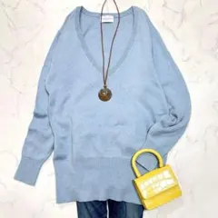 キレイ色✨アーバンリサーチ コットンカシミヤニット トップス ライトブルー