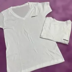 adidas neo ホワイト Vネック Tシャツ 2枚セット