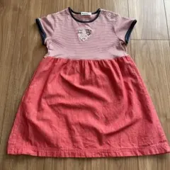 familiar 綿素材　赤ボーダー　マリン　ワンピース　110