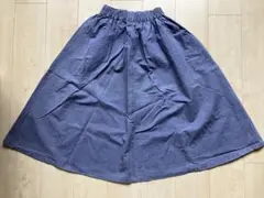 リネン混 ロングフレアスカート くすみカラー足首丈 ウエストゴム ビュルデサボン