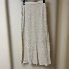 ベージュ テクスチャー ロングスカート タイト