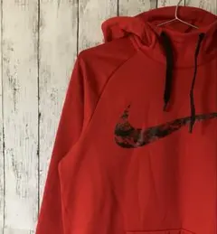 【激レア】ナイキ カモフラスウッシュ ビッグロゴ 裏起毛 パーカー レッド M