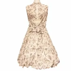 axes femme レース襟付き花柄ロングワンピース