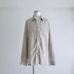 90s オールド古着　リネン　スクエアカットシャツ　グレージュ