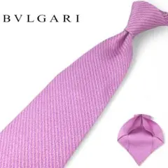 【BVLGARI/ブルガリ】極美品 ネクタイ セッテピエゲ ソリッド ピンク