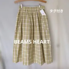 BEAMS HEART チェック柄フレアスカート マスタードのサムネイル