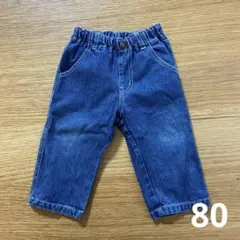 デニムブルー ゴムウエストパンツ　80cm