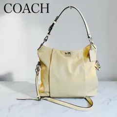 美品 希少色COACH コーチ シボ革 2ウェイ トートバッグベージュゴールド系