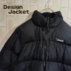 ベアー　ダウンジャケット　黒　フード収納　刺繍　リバーシブル